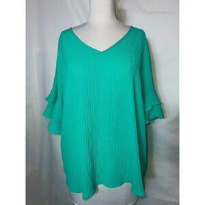 Apt 9 Blouse 3/4 ruffled sleeves‎ pretty green color Women's Size XXL
